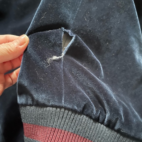 Ted Baker London Blue Velvet Bomber Jacket Size 6 - Picture 11 of 14